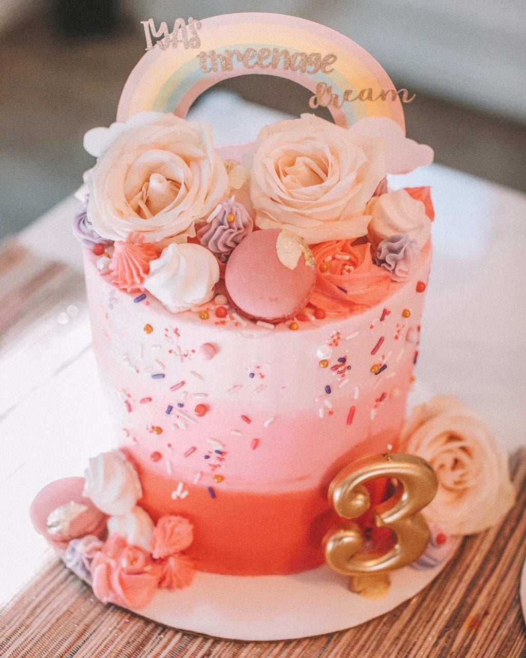 Pink Ombre Rainbow Cake